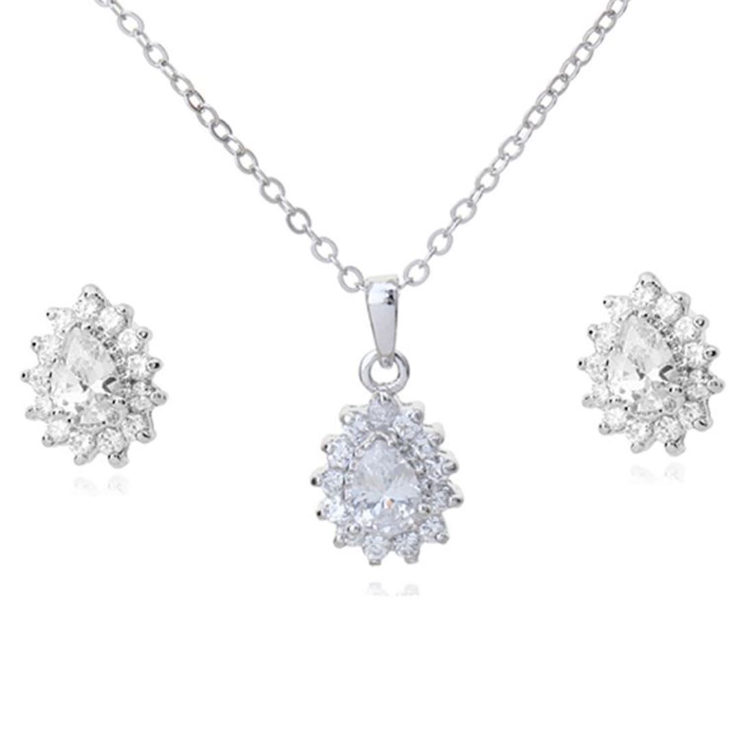 Picture of Crystal Earring Necklace Set - White Zircon Crystal