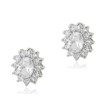 Picture of Stud Earrings - White Zircon Crystal