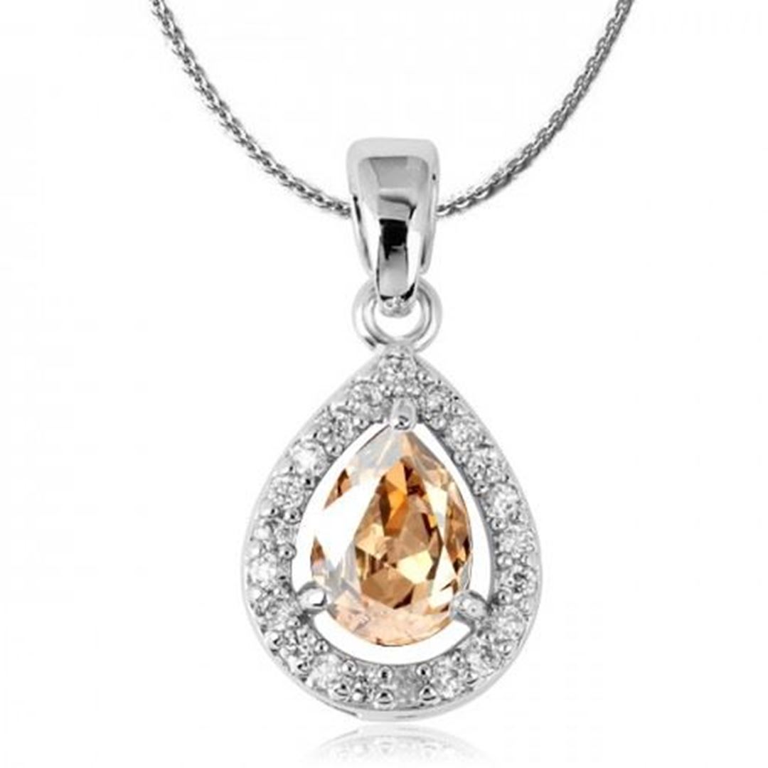 Picture of Teardrop Crystal Pendant Necklace - Yellow Zircon Crystal